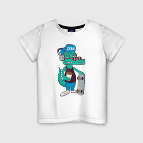 Детская футболка хлопок с принтом Крокодил Гена в Кировске, 100% хлопок | круглый вырез горловины, полуприлегающий силуэт, длина до линии бедер | Тематика изображения на принте: 