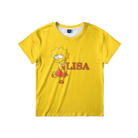 Детская футболка 3D с принтом Lisa в Кировске, 100% гипоаллергенный полиэфир | прямой крой, круглый вырез горловины, длина до линии бедер, чуть спущенное плечо, ткань немного тянется | simpsons | елизавета | лиза | лизон | симпсоны