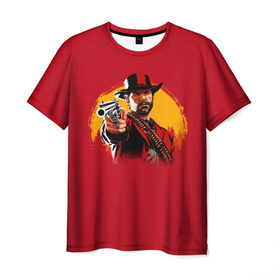 Мужская футболка 3D с принтом Red Dead Redemption 2 в Кировске, 100% полиэфир | прямой крой, круглый вырез горловины, длина до линии бедер | rdr | rockstar | рокстар