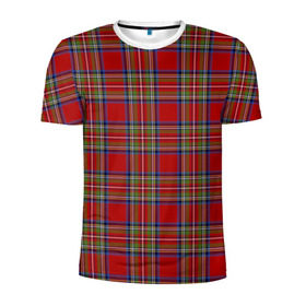 Мужская футболка 3D спортивная с принтом Королевский Стюарт Тартан в Кировске, 100% полиэстер с улучшенными характеристиками | приталенный силуэт, круглая горловина, широкие плечи, сужается к линии бедра | англия | килт | королева | королевский | лондон | стюарт | тартан | ткань | узор | шотландия | шотландка
