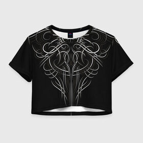 Женская футболка 3D укороченная с принтом Tribal Pattern в Кировске, 100% полиэстер | круглая горловина, длина футболки до линии талии, рукава с отворотами | biker | bodybuilding | cool | fitness | gothic | gym | pattern | sport | style | tattoo | tribal | тату