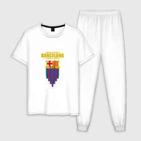 Мужская пижама хлопок с принтом Barcelona в Кировске, 100% хлопок | брюки и футболка прямого кроя, без карманов, на брюках мягкая резинка на поясе и по низу штанин
 | barca | barcelona | football | sport | барселона | спорт | футбол