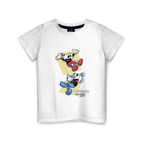 Детская футболка хлопок с принтом Cuphead (2) в Кировске, 100% хлопок | круглый вырез горловины, полуприлегающий силуэт, длина до линии бедер | cuphead | game | retro