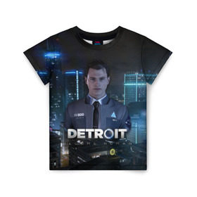 Детская футболка 3D с принтом Detroit: Become Human - Connor в Кировске, 100% гипоаллергенный полиэфир | прямой крой, круглый вырез горловины, длина до линии бедер, чуть спущенное плечо, ткань немного тянется | Тематика изображения на принте: 