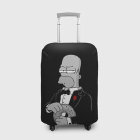 Чехол для чемодана 3D с принтом Гомер в Кировске, 86% полиэфир, 14% спандекс | двустороннее нанесение принта, прорези для ручек и колес | homer | mafia | simpson | simpsons | гомер симпсон | мафия | пончик | пончики