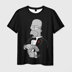 Мужская футболка 3D с принтом Гомер в Кировске, 100% полиэфир | прямой крой, круглый вырез горловины, длина до линии бедер | homer | mafia | simpson | simpsons | гомер симпсон | мафия | пончик | пончики