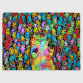 Плед 3D с принтом Котики на дискотеке в Кировске, 100% полиэстер | закругленные углы, все края обработаны. Ткань не мнется и не растягивается | Тематика изображения на принте: кошки | паттерн | психоделика | разноцветный | яркий