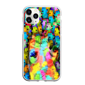 Чехол для iPhone 11 Pro матовый с принтом Котики на дискотеке в Кировске, Силикон |  | кошки | паттерн | психоделика | разноцветный | яркий