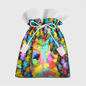 Подарочный 3D мешок с принтом Котики на дискотеке в Кировске, 100% полиэстер | Размер: 29*39 см | кошки | паттерн | психоделика | разноцветный | яркий
