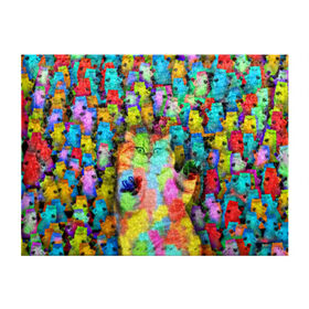 Обложка для студенческого билета с принтом Котики на дискотеке в Кировске, натуральная кожа | Размер: 11*8 см; Печать на всей внешней стороне | кошки | паттерн | психоделика | разноцветный | яркий