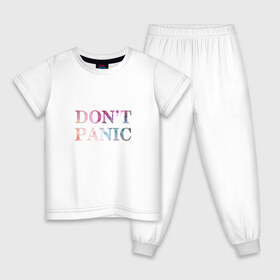 Детская пижама хлопок с принтом Dont Panic в Кировске, 100% хлопок |  брюки и футболка прямого кроя, без карманов, на брюках мягкая резинка на поясе и по низу штанин
 | без паники | космос | надпись