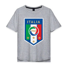 Мужская футболка хлопок Oversize с принтом Сборная Италии в Кировске, 100% хлопок | свободный крой, круглый ворот, “спинка” длиннее передней части | 