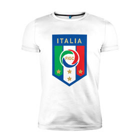 Мужская футболка премиум с принтом Сборная Италии в Кировске, 92% хлопок, 8% лайкра | приталенный силуэт, круглый вырез ворота, длина до линии бедра, короткий рукав | 