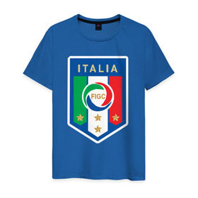 Мужская футболка хлопок с принтом Сборная Италии в Кировске, 100% хлопок | прямой крой, круглый вырез горловины, длина до линии бедер, слегка спущенное плечо. | 