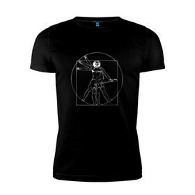Мужская футболка премиум с принтом Витрувианский человек в Кировске, 92% хлопок, 8% лайкра | приталенный силуэт, круглый вырез ворота, длина до линии бедра, короткий рукав | архитектура | витрувианский человек | гитара | давични | музыка | рок