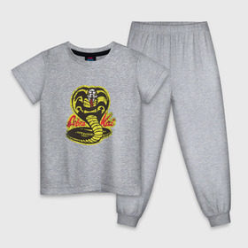 Детская пижама хлопок с принтом Cobra Kai в Кировске, 100% хлопок |  брюки и футболка прямого кроя, без карманов, на брюках мягкая резинка на поясе и по низу штанин
 | Тематика изображения на принте: cobra | змея | кобра