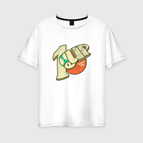 Женская футболка хлопок Oversize с принтом 1up в Кировске, 100% хлопок | свободный крой, круглый ворот, спущенный рукав, длина до линии бедер
 | nintendo | марио | нинтендо