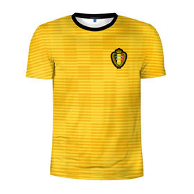 Мужская футболка 3D спортивная с принтом Сборная Бельгии Away 2018 в Кировске, 100% полиэстер с улучшенными характеристиками | приталенный силуэт, круглая горловина, широкие плечи, сужается к линии бедра | 