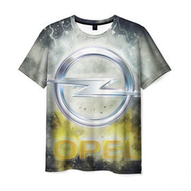 Мужская футболка 3D с принтом Логотип опель в Кировске, 100% полиэфир | прямой крой, круглый вырез горловины, длина до линии бедер | opel | opel logo | логотип опель | опель