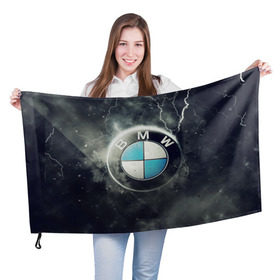 Флаг 3D с принтом Логотип BMW в Кировске, 100% полиэстер | плотность ткани — 95 г/м2, размер — 67 х 109 см. Принт наносится с одной стороны | logo bmw | бмв | логотип bmw | логотип бмв