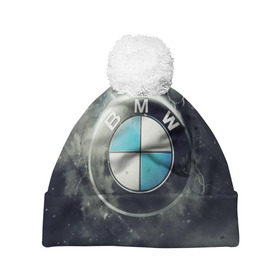 Шапка 3D c помпоном с принтом Логотип BMW в Кировске, 100% полиэстер | универсальный размер, печать по всей поверхности изделия | logo bmw | бмв | логотип bmw | логотип бмв