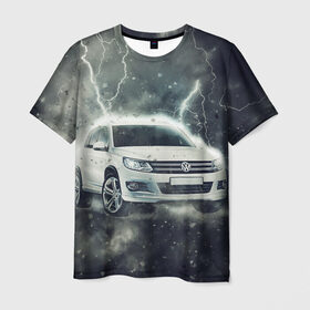 Мужская футболка 3D с принтом Volkswagen Tiguan в Кировске, 100% полиэфир | прямой крой, круглый вырез горловины, длина до линии бедер | Тематика изображения на принте: tiguan | volkswagen