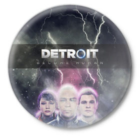 Значок с принтом Detroit become human в Кировске,  металл | круглая форма, металлическая застежка в виде булавки | dbh | detroit | gamer