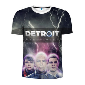 Мужская футболка 3D спортивная с принтом Detroit become human в Кировске, 100% полиэстер с улучшенными характеристиками | приталенный силуэт, круглая горловина, широкие плечи, сужается к линии бедра | dbh | detroit | gamer