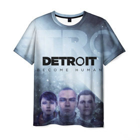 Мужская футболка 3D с принтом Detroit become human в Кировске, 100% полиэфир | прямой крой, круглый вырез горловины, длина до линии бедер | dbh | detroit | gamer