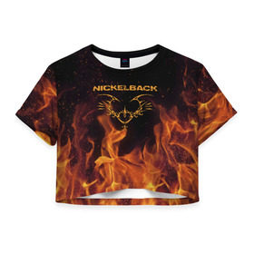 Женская футболка 3D укороченная с принтом Nickelback в Кировске, 100% полиэстер | круглая горловина, длина футболки до линии талии, рукава с отворотами | nickelback | никелбек | никл бек