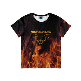 Детская футболка 3D с принтом Nickelback в Кировске, 100% гипоаллергенный полиэфир | прямой крой, круглый вырез горловины, длина до линии бедер, чуть спущенное плечо, ткань немного тянется | nickelback | никелбек | никл бек
