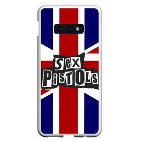 Чехол для Samsung S10E с принтом Sex Pistols в Кировске, Силикон | Область печати: задняя сторона чехла, без боковых панелей | Тематика изображения на принте: англия | британия | панк | флаг