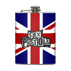 Фляга с принтом Sex Pistols в Кировске, металлический корпус | емкость 0,22 л, размер 125 х 94 мм. Виниловая наклейка запечатывается полностью | англия | британия | панк | флаг