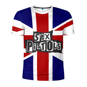 Мужская футболка 3D спортивная с принтом Sex Pistols в Кировске, 100% полиэстер с улучшенными характеристиками | приталенный силуэт, круглая горловина, широкие плечи, сужается к линии бедра | англия | британия | панк | флаг