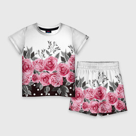 Детский костюм с шортами 3D с принтом Rose Trend в Кировске,  |  | flowers | hipster | rose | swag | trend | мода | розы | стиль | стильная | цветы