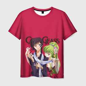 Мужская футболка 3D с принтом Code Geass - Lelouch and C.C. в Кировске, 100% полиэфир | прямой крой, круглый вырез горловины, длина до линии бедер | Тематика изображения на принте: 