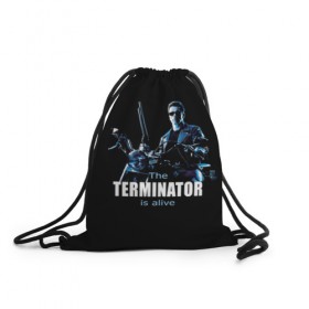 Рюкзак-мешок 3D с принтом Terminator alive в Кировске, 100% полиэстер | плотность ткани — 200 г/м2, размер — 35 х 45 см; лямки — толстые шнурки, застежка на шнуровке, без карманов и подкладки | arnold schwarzenegger | арнольд шварценеггер | киборг | кино | терминатор