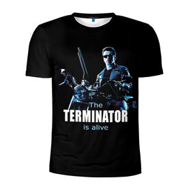 Мужская футболка 3D спортивная с принтом Terminator alive в Кировске, 100% полиэстер с улучшенными характеристиками | приталенный силуэт, круглая горловина, широкие плечи, сужается к линии бедра | arnold schwarzenegger | арнольд шварценеггер | киборг | кино | терминатор