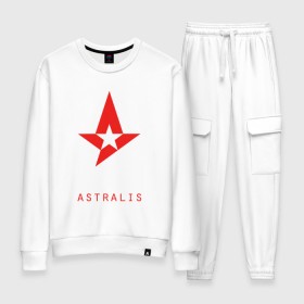 Женский костюм хлопок с принтом Astralis - The Form в Кировске, 100% хлопок | на свитшоте круглая горловина, мягкая резинка по низу. Брюки заужены к низу, на них два вида карманов: два 