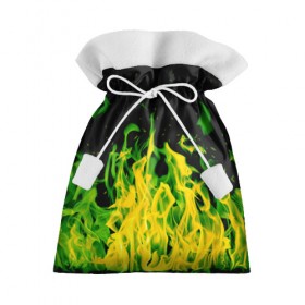 Подарочный 3D мешок с принтом Дикий огонь в Кировске, 100% полиэстер | Размер: 29*39 см | зеленое пламя | зеленый огонь