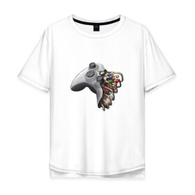 Мужская футболка хлопок Oversize с принтом joystick в Кировске, 100% хлопок | свободный крой, круглый ворот, “спинка” длиннее передней части | 