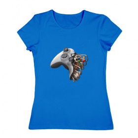 Женская футболка хлопок с принтом joystick в Кировске, 100% хлопок | прямой крой, круглый вырез горловины, длина до линии бедер, слегка спущенное плечо | 
