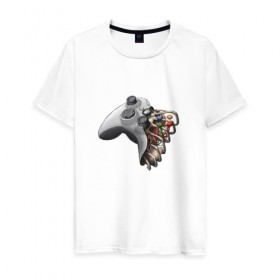 Мужская футболка хлопок с принтом joystick в Кировске, 100% хлопок | прямой крой, круглый вырез горловины, длина до линии бедер, слегка спущенное плечо. | 