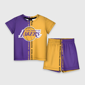 Детский костюм с шортами 3D с принтом Los angeles lakers. NBA в Кировске,  |  | basketbal | basketball | la | lakers | los angeles | los angeles lakers | national | nba | анжелес | баскетбол | лос анджелес | лэйкерс | национальная бескетбольная ассоциация | нба | онил | шакил