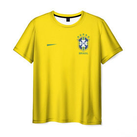 Мужская футболка 3D с принтом Сборная Бразилии в Кировске, 100% полиэфир | прямой крой, круглый вырез горловины, длина до линии бедер | brasil | brazilian | footbal | national | soccer | time | бразилии | бразилия | национальная | по | сборная | футбол | футболу