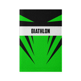 Обложка для паспорта матовая кожа с принтом BIATHLON в Кировске, натуральная матовая кожа | размер 19,3 х 13,7 см; прозрачные пластиковые крепления | 