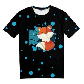 Мужская футболка 3D с принтом Пушистая лиса в Кировске, 100% полиэфир | прямой крой, круглый вырез горловины, длина до линии бедер | зверь | красный | легенда | лис | лиса | милые | миф | радуга | символ | сказка | существо | яркие