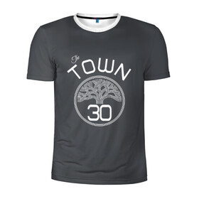 Мужская футболка 3D спортивная с принтом Stephen Curry форма GSW Town в Кировске, 100% полиэстер с улучшенными характеристиками | приталенный силуэт, круглая горловина, широкие плечи, сужается к линии бедра | 