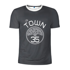 Мужская футболка 3D спортивная с принтом Kevin Durant форма GSW Town в Кировске, 100% полиэстер с улучшенными характеристиками | приталенный силуэт, круглая горловина, широкие плечи, сужается к линии бедра | Тематика изображения на принте: 