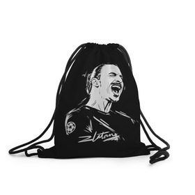 Рюкзак-мешок 3D с принтом Zlatan Ibrahimovic в Кировске, 100% полиэстер | плотность ткани — 200 г/м2, размер — 35 х 45 см; лямки — толстые шнурки, застежка на шнуровке, без карманов и подкладки | football | златан ибрагимович | игрок | сборная швеции | футбол | футболист